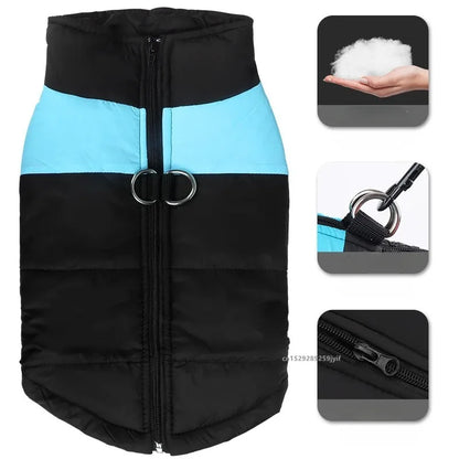 Pikowana kurtka dla psa z zamkiem i zaczepem na smycz